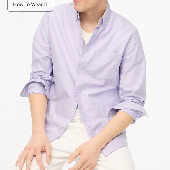 NWT J. Crew Flex Casual Slim Oxford Shirt Men’s Small in color “Purple White” - Picture 2 of 5